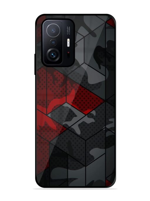 Red And Grey Pattern Glossy Metal Phone Cover for Xiaomi Mi 11T Pro (5G)