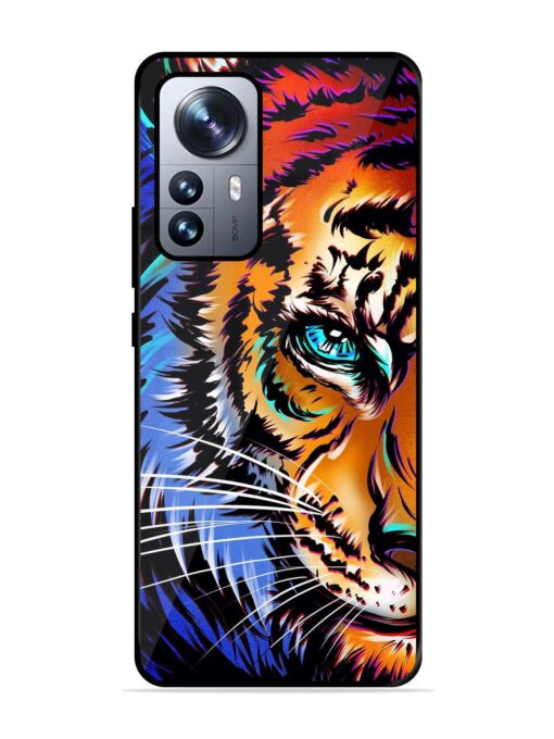 Colorful Lion Art Glossy Metal Phone Cover for Xiaomi Mi 12 Pro (5G)