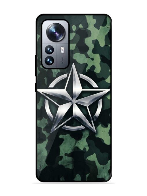 Indian Army Star Design Glossy Metal Phone Cover for Xiaomi Mi 12 Pro (5G)