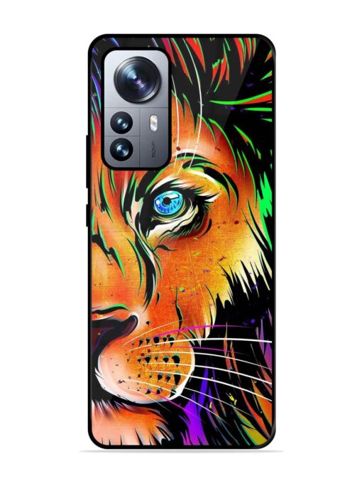 Colorful Lion Design Glossy Metal TPU Phone Cover for Xiaomi Mi 12 Pro (5G)