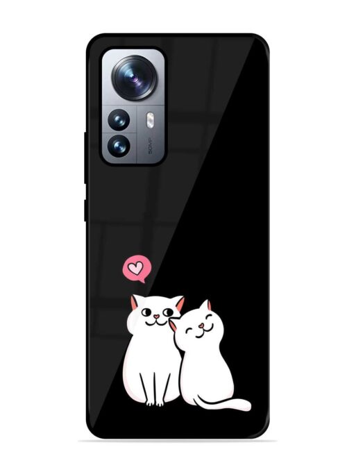 Cat Love Glossy Metal Phone Cover for Xiaomi Mi 12 Pro (5G)