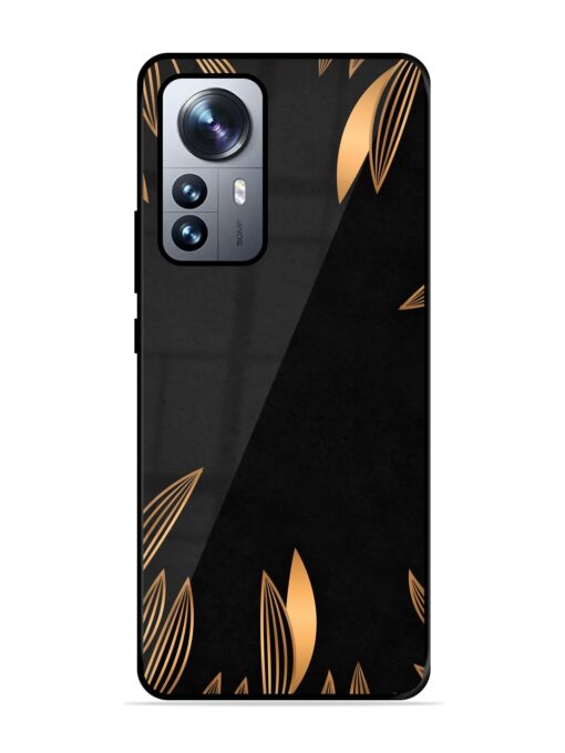 Golden Leaf Pattern Glossy Metal Phone Cover for Xiaomi Mi 12 Pro (5G)