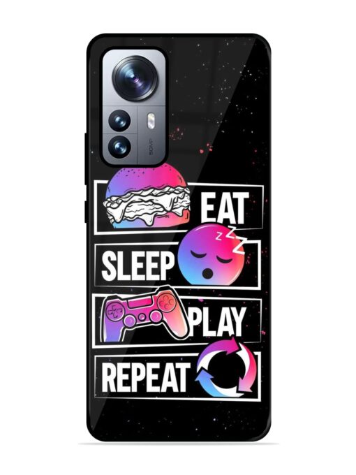 Eat Sleep Play Repeat Glossy Metal Phone Cover for Xiaomi Mi 12 Pro (5G) Zapvi