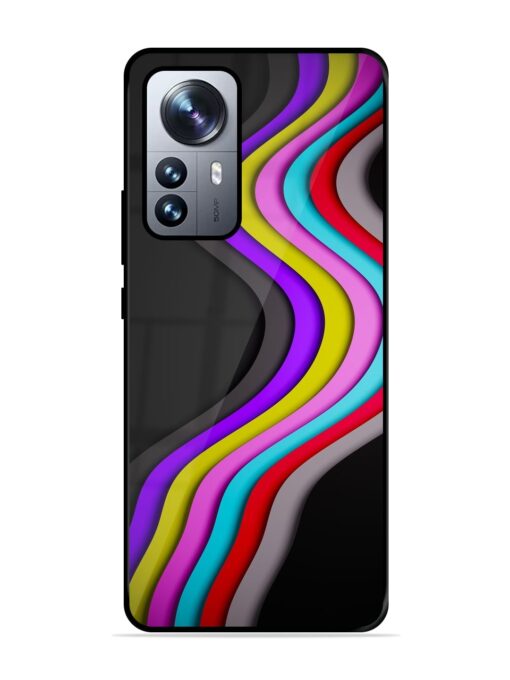 Liquid Blue Abstract Glossy Metal Phone Cover for Xiaomi Mi 12 Pro (5G) Zapvi