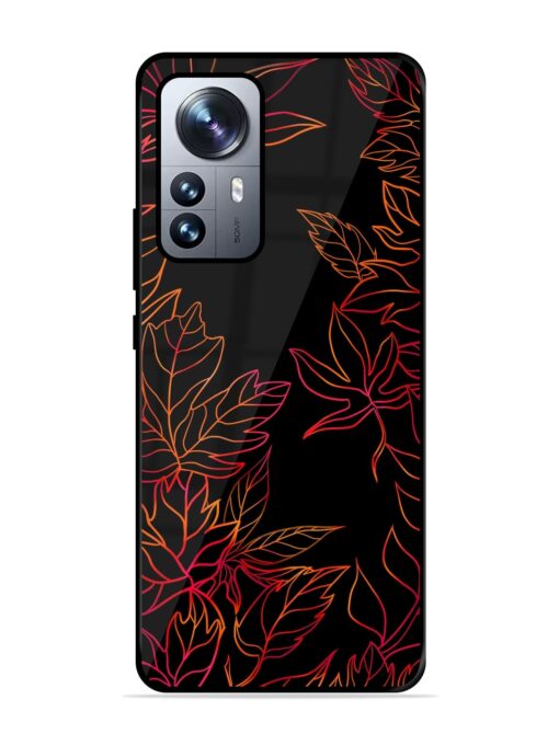 Red Floral Pattern Glossy Metal Phone Cover for Xiaomi Mi 12 Pro (5G) Zapvi