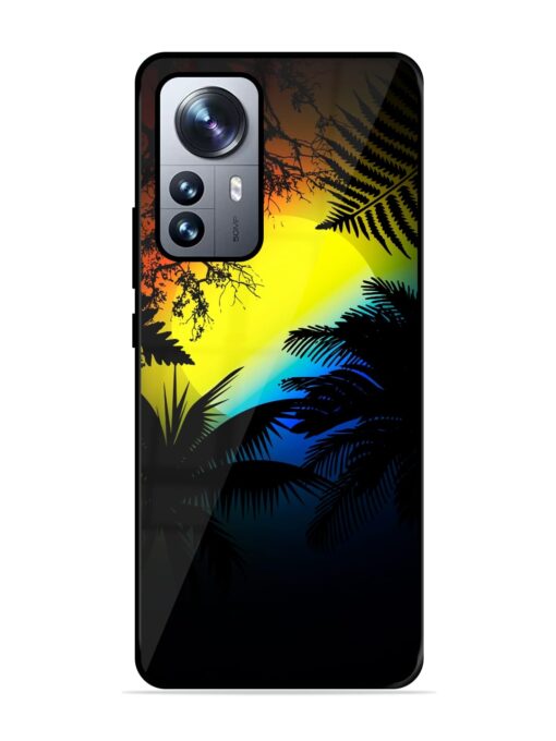 Colorful Sunset With Palm Trees Glossy Metal Phone Cover for Xiaomi Mi 12 Pro (5G) Zapvi