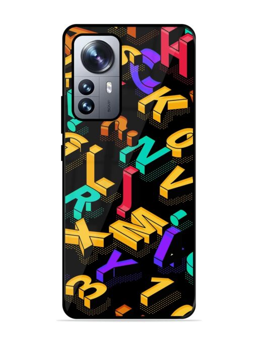 Seamless Pattern With Letters Glossy Metal Phone Cover for Xiaomi Mi 12 Pro (5G)