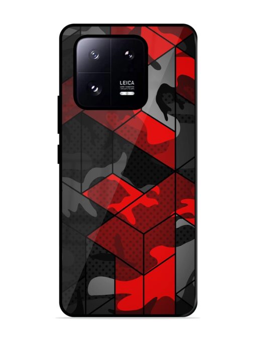 Royal Red Camouflage Pattern Glossy Metal Phone Cover for Xiaomi Mi 13 Pro (5G) Zapvi