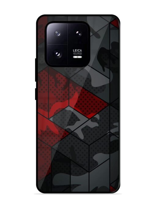 Red And Grey Pattern Glossy Metal Phone Cover for Xiaomi Mi 13 Pro (5G) Zapvi