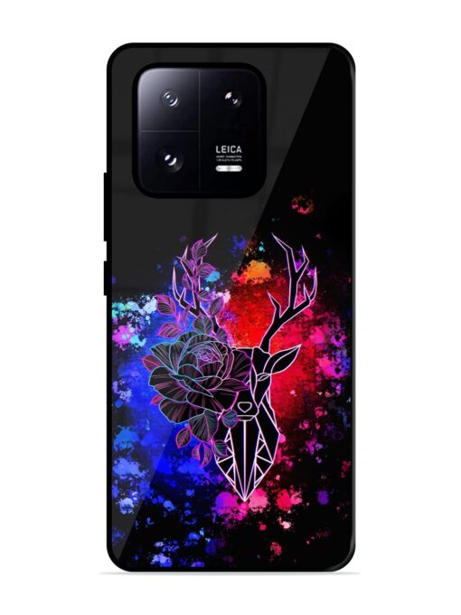 Floral Deer Art Glossy Metal Phone Cover for Xiaomi Mi 13 Pro (5G) Zapvi