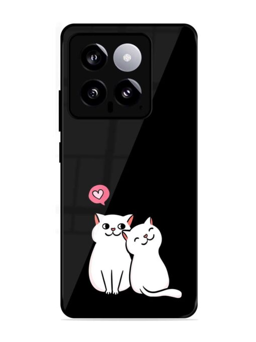 Cat Love Glossy Metal Phone Cover for Xiaomi Mi 14 (5G) Zapvi