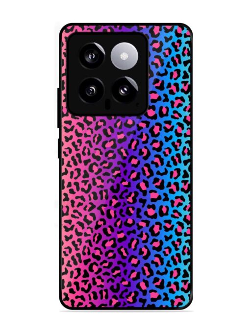 Colorful Leopard Seamless Glossy Metal Phone Cover for Xiaomi Mi 14 (5G)