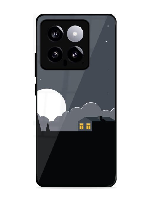 Full Moon Vector Art Glossy Metal Phone Cover for Xiaomi Mi 14 (5G)