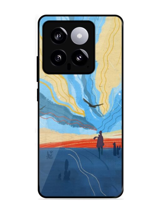 Minimal Abstract Landscape Glossy Metal Phone Cover for Xiaomi Mi 14 (5G) Zapvi