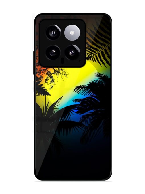 Colorful Sunset With Palm Trees Glossy Metal Phone Cover for Xiaomi Mi 14 (5G) Zapvi