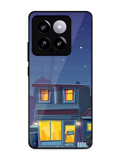 Vector Night House Glossy Metal Phone Cover for Xiaomi Mi 14 (5G) Zapvi