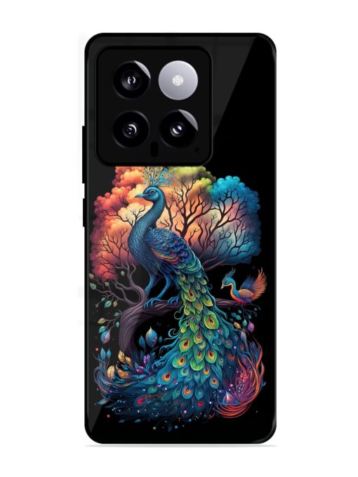 Peacock Tree Art Glossy Metal Phone Cover for Xiaomi Mi 14 (5G) Zapvi