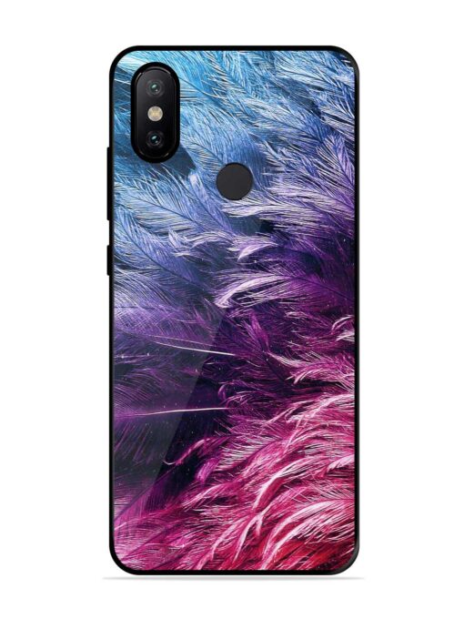 Light Grey Feather Background Glossy Metal Phone Cover for Xiaomi Mi A2