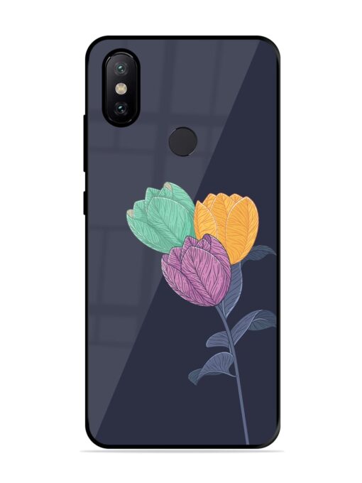 Flower Vector Glossy Metal Phone Cover for Xiaomi Mi A2 Zapvi