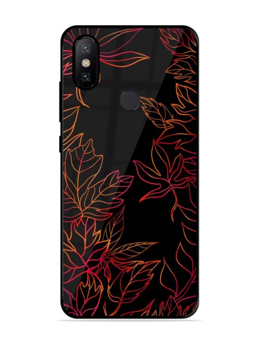 Red Floral Pattern Glossy Metal Phone Cover for Xiaomi Mi A2