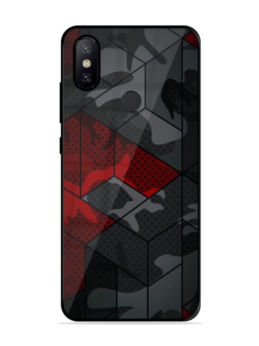 Red And Grey Pattern Glossy Metal Phone Cover for Xiaomi Mi A2 Zapvi