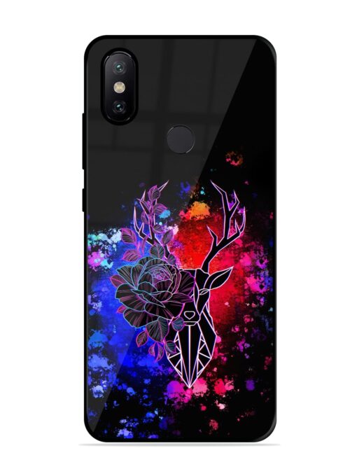 Floral Deer Art Glossy Metal Phone Cover for Xiaomi Mi A2 Zapvi