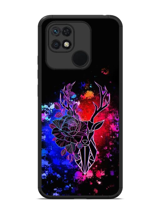 Floral Deer Art Glossy Metal Phone Cover for Xiaomi Redmi 10