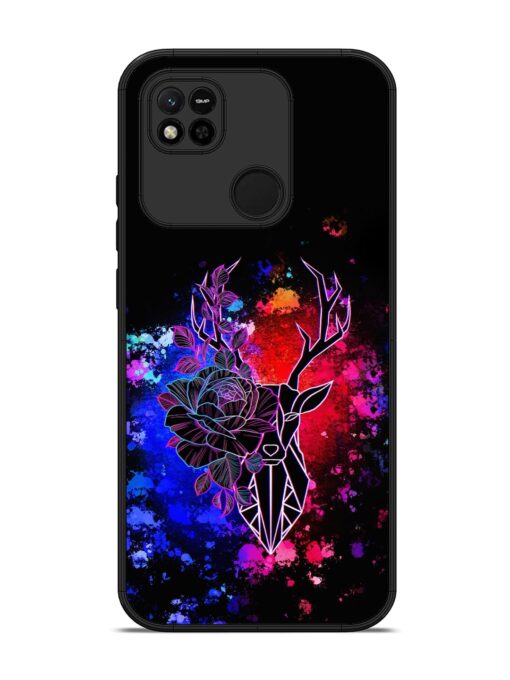 Floral Deer Art Glossy Metal Phone Cover for Xiaomi Redmi 10A Zapvi