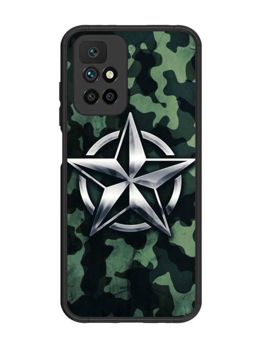 Indian Army Star Design Glossy Metal Phone Cover for Xiaomi Redmi 10 Prime (2022) Zapvi