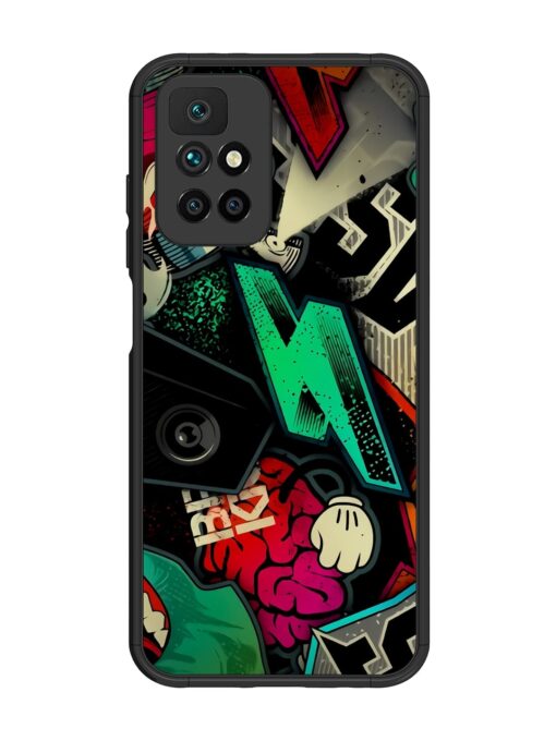 Graffiti Art Glossy Metal Phone Cover for Xiaomi Redmi 10 Prime (2022)