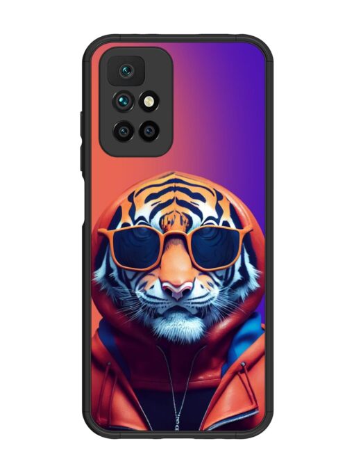 Tiger Animation Glossy Metal Phone Cover for Xiaomi Redmi 10 Prime (2022) Zapvi