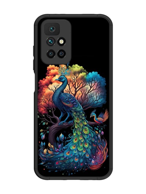 Peacock Tree Art Glossy Metal Phone Cover for Xiaomi Redmi 10 Prime (2022) Zapvi