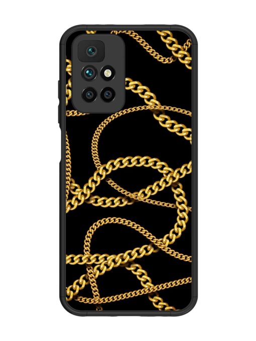 Decorative Golde Chain Glossy Metal Phone Cover for Xiaomi Redmi 10 Prime (2022) Zapvi