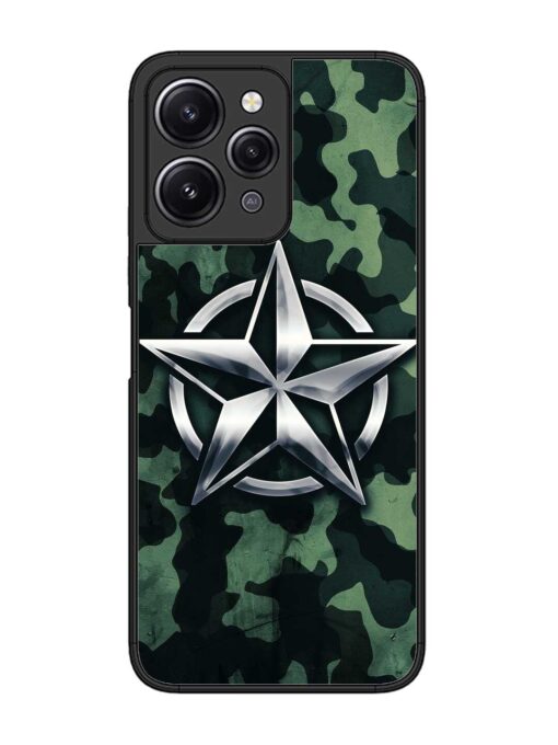 Indian Army Star Design Glossy Metal Phone Cover for Xiaomi Redmi 12 (4G) Zapvi