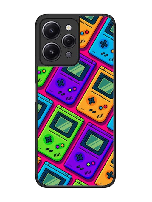 Game Seamless Pattern Glossy Metal Phone Cover for Xiaomi Redmi 12 (4G) Zapvi