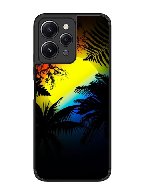 Colorful Sunset With Palm Trees Glossy Metal Phone Cover for Xiaomi Redmi 12 (4G) Zapvi