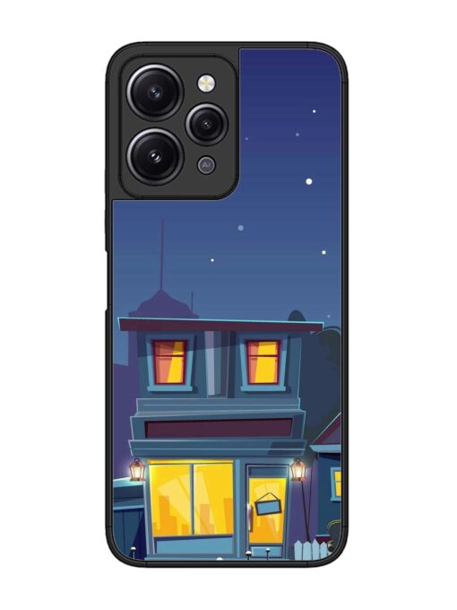 Vector Night House Glossy Metal Phone Cover for Xiaomi Redmi 12 (4G) Zapvi