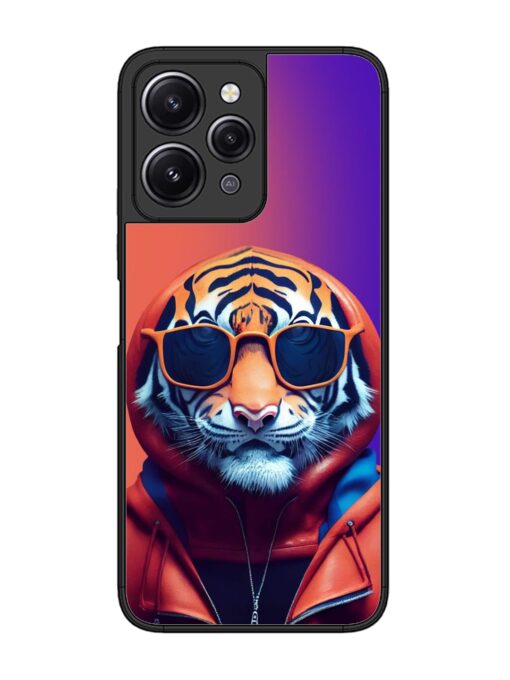 Tiger Animation Glossy Metal Phone Cover for Xiaomi Redmi 12 (4G) Zapvi