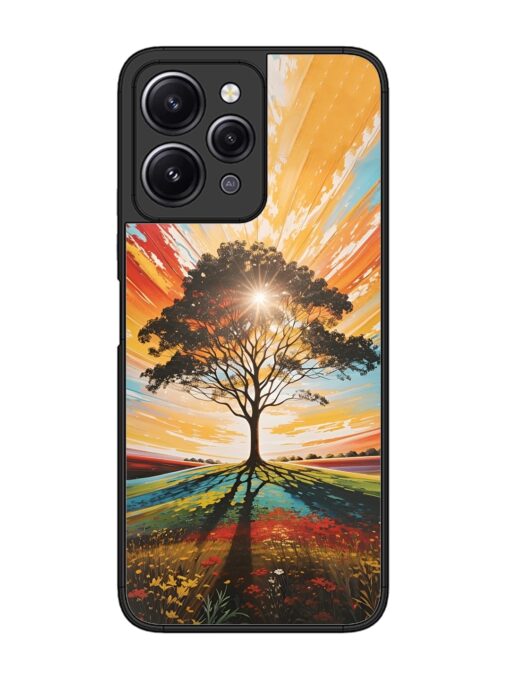 Abstract Tree Colorful Art Glossy Metal Phone Cover for Xiaomi Redmi 12 (4G) Zapvi