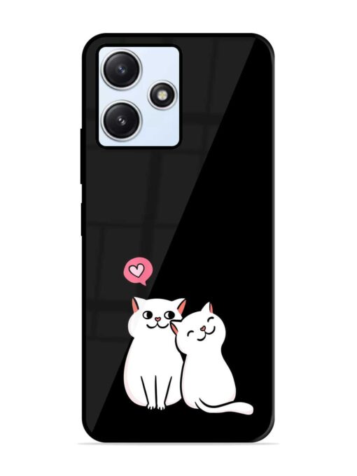 Cat Love Glossy Metal Phone Cover for Xiaomi Redmi 12 (5G)