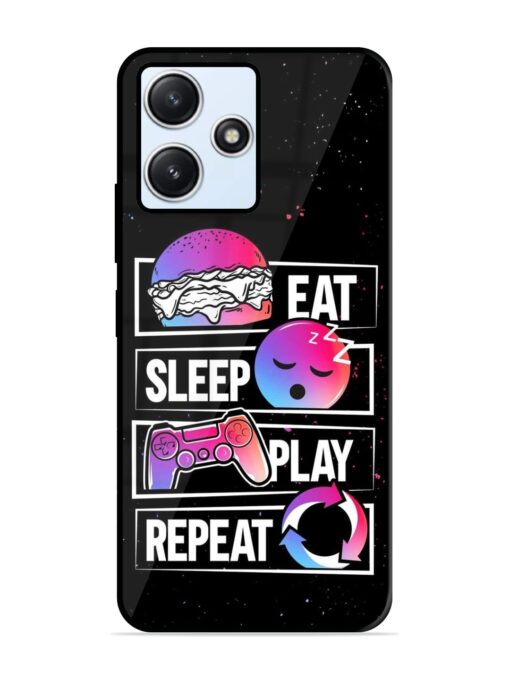 Eat Sleep Play Repeat Glossy Metal Phone Cover for Xiaomi Redmi 12 (5G)