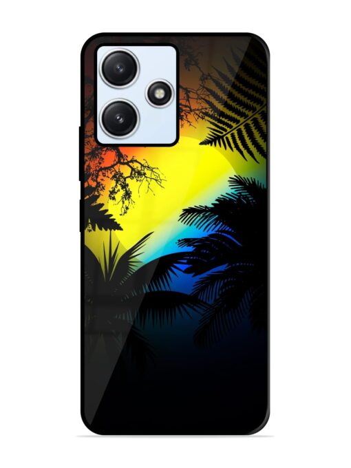 Colorful Sunset With Palm Trees Glossy Metal Phone Cover for Xiaomi Redmi 12 (5G)