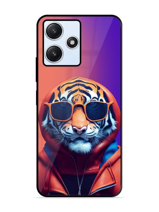 Tiger Animation Glossy Metal Phone Cover for Xiaomi Redmi 12 (5G)