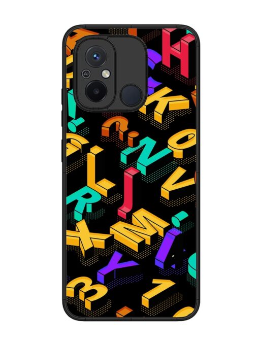 Seamless Pattern With Letters Glossy Metal Phone Cover for Xiaomi Redmi 12C Zapvi