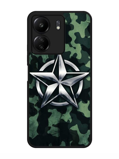 Indian Army Star Design Glossy Metal Phone Cover for Xiaomi Redmi 13C (4G) Zapvi