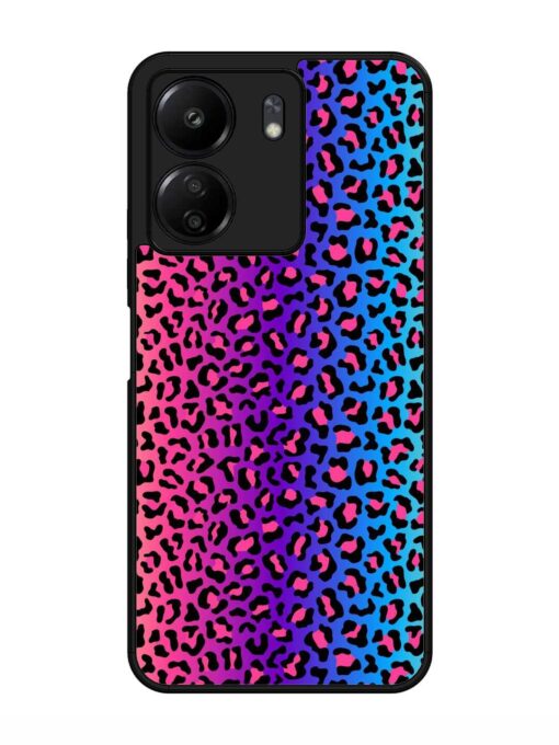 Colorful Leopard Seamless Glossy Metal Phone Cover for Xiaomi Redmi 13C (4G)