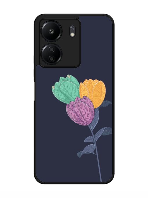 Flower Vector Glossy Metal Phone Cover for Xiaomi Redmi 13C (4G)