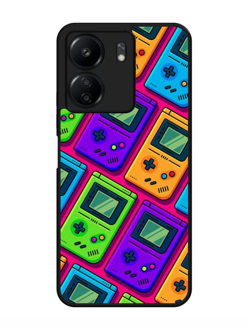 Game Seamless Pattern Glossy Metal Phone Cover for Xiaomi Redmi 13C (4G)