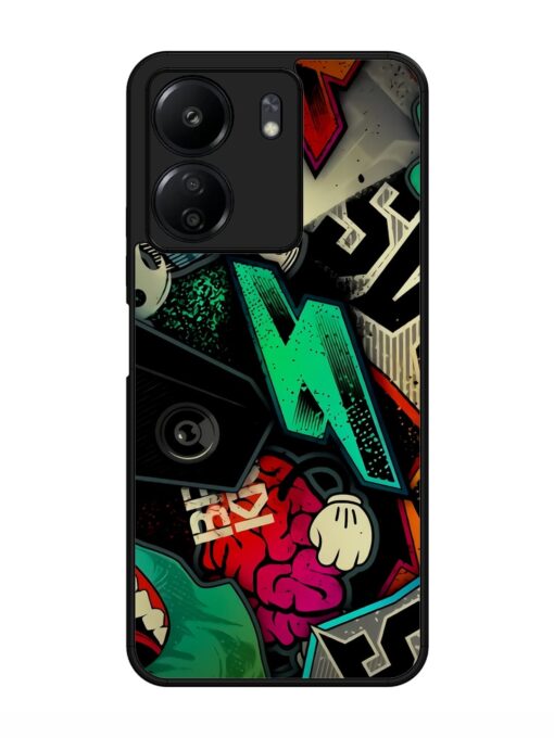 Graffiti Art Glossy Metal Phone Cover for Xiaomi Redmi 13C (4G)