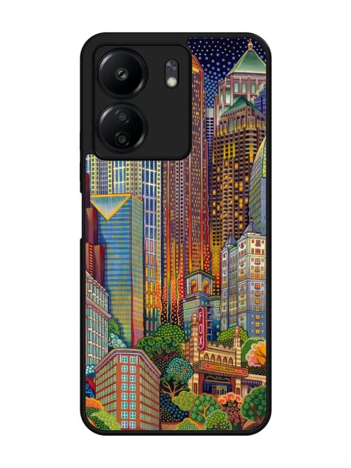 Cityscapes Art Glossy Metal Phone Cover for Xiaomi Redmi 13C (4G)